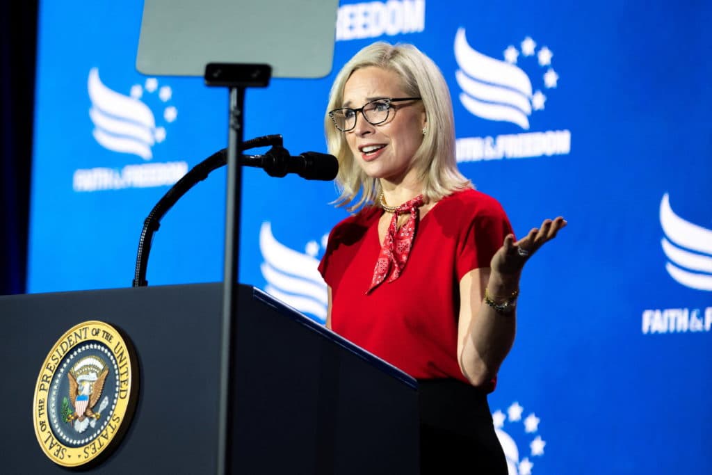 Trump rallies in Iowa for GOP Senate candidate Ashley Hinson
