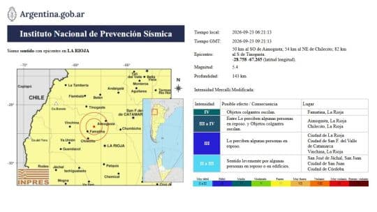 Sismo de magnitud 5,4 en La Rioja