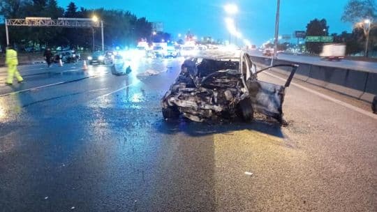 Choque e incendio en la Panamericana: un muerto y un herido en Vicente López